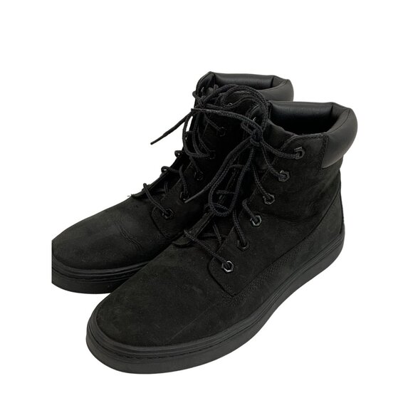 Womens 8.5 Timerland Black Suede Leather Combat Boots Ankle EUC Lace Up 7092 - Picture 2 of 12